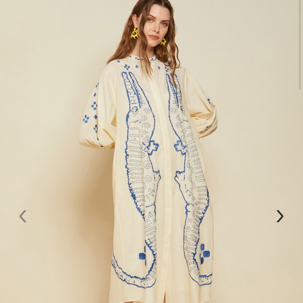 ISO Ottod’ame croc alligator embroidered maxi dress